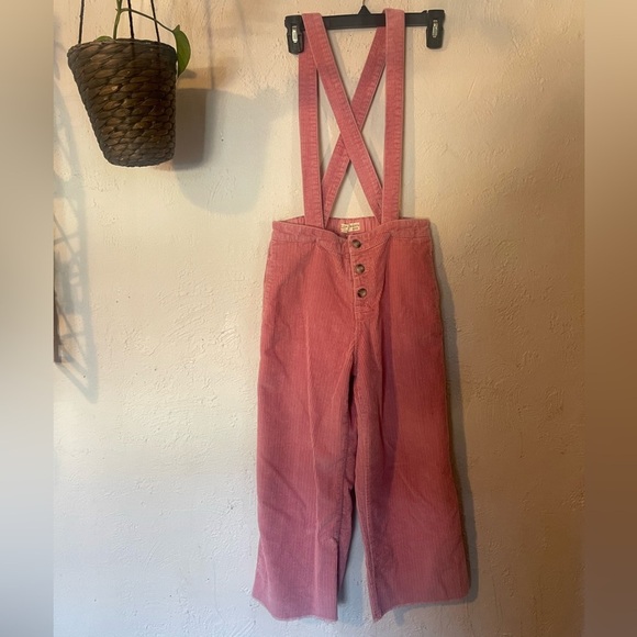Zara Pink Corduroy Overall Pants - Picture 1 of 6